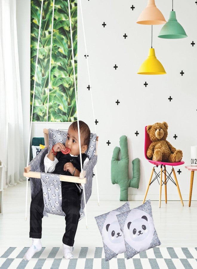 BOFFLE أرجوحة خشبية معلقة للأطفال من بوفل، أرجوحة حديقة قابلة للتعديل مع وسادتين | تتحمل وزنًا يصل إلى 20 كجم (من سنة إلى 3 سنوات) - Image 2